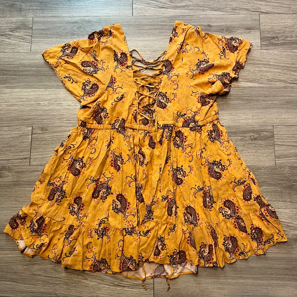 torrid Mustard Paisley Mini Dress - Picture 9 of 10